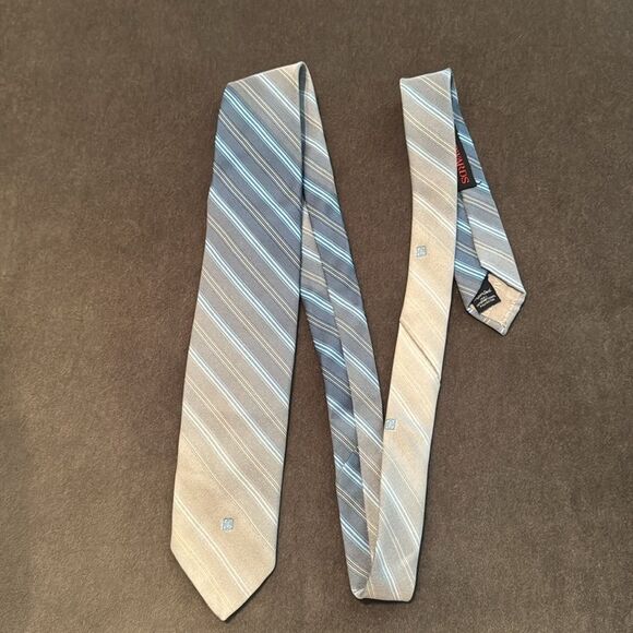 Vintage Givency Gentleman Paris For Carter Holmes Blue & Gray Striped Tie 54” - Picture 7 of 13